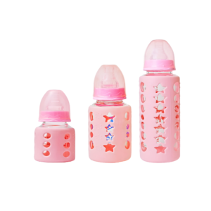 Set de Biberons en Verre avec Housse Antidérapane 60ml 120ml 240ml