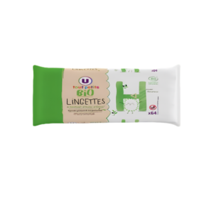 U Tout Petits Bio - Lingettes à l'Extrait d'Huile d'Olive (Paquet de 64 lingettes)